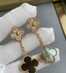 Earrings-2 flower gray diamonds