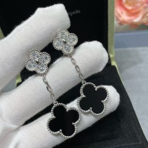 Earrings-2 flower black silver