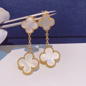 Earrings-2 flower white mother of pearl
